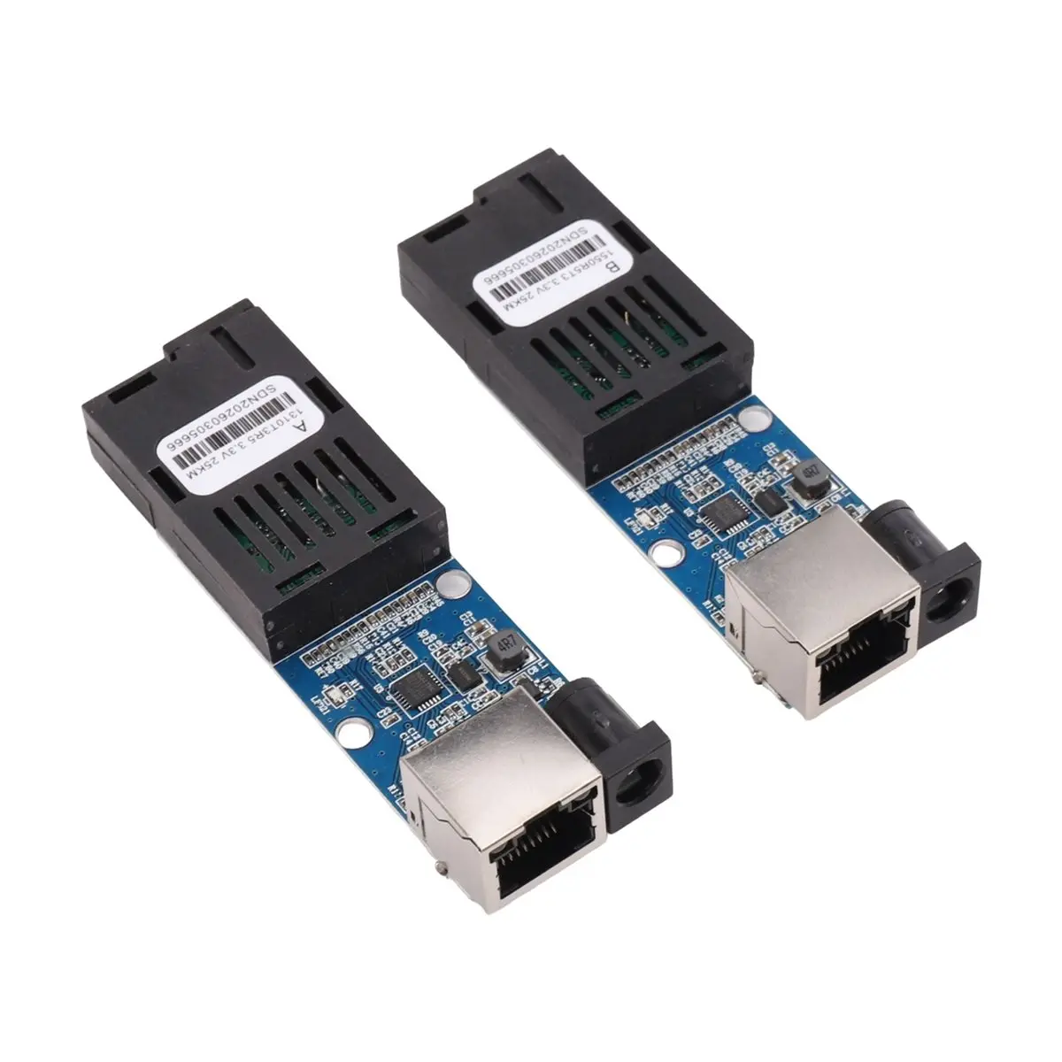 100Mbps 25KM Fiber Transceiver Module Kit TX RX Fiber Media Converter SC to RJ45 Ethernet Transceiver for CCTV & FTTH