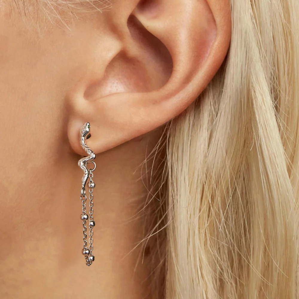 Spirit Snake Tassel Stud Earrings Tassel Custom Women 925 Silver Earrings