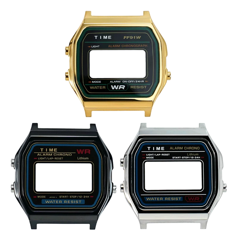 حافظة من الفولاذ المقاوم للصدأ ومجموعة قطع غيار الحركة لساعة كاسيو ريترو المربعة A158/A168/A159WA - ترقية التخصيص للجنسين