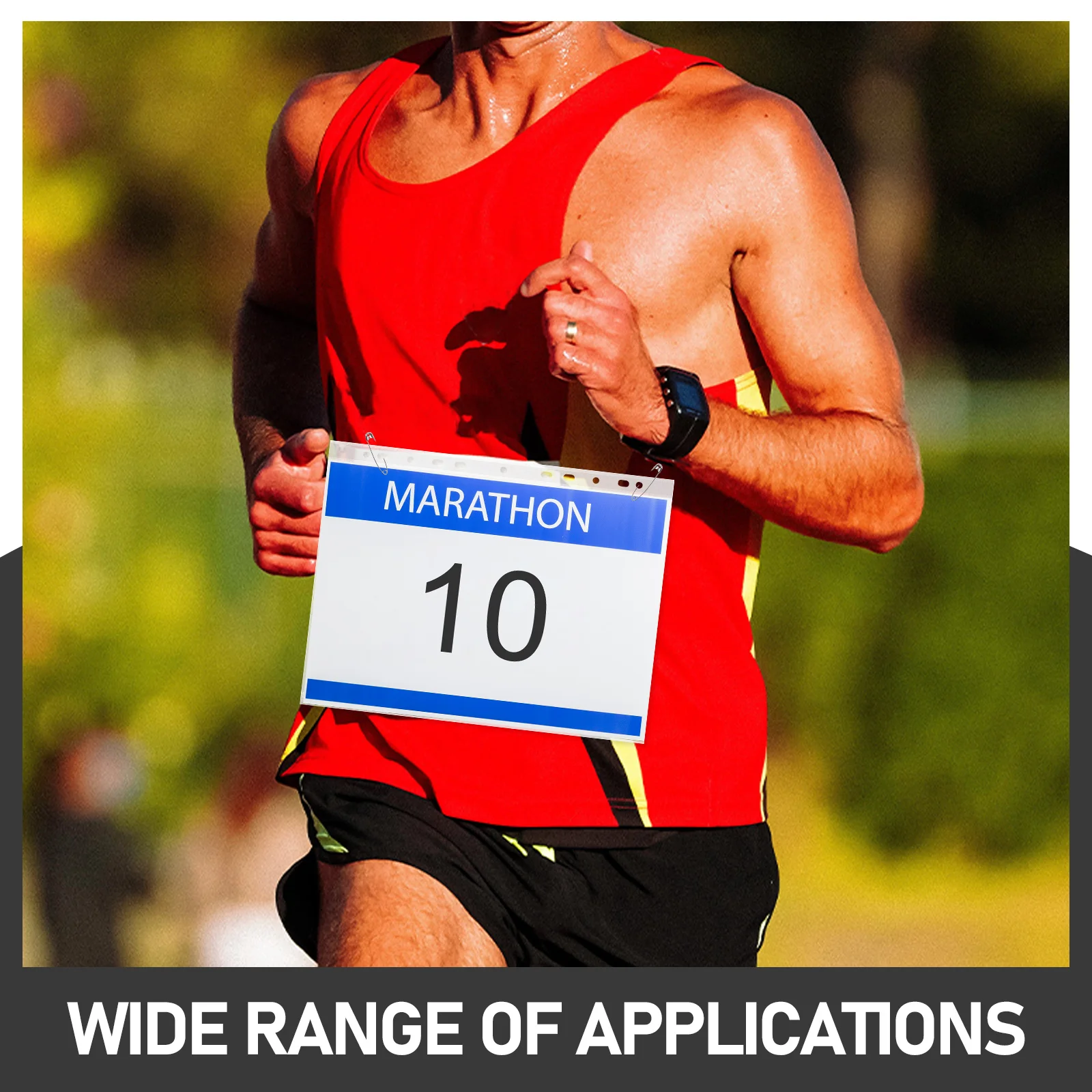 100 قطعة حامل أرقام واضح تشغيل مريلة حقيبة مقاوم للماء قابلة لإعادة الاستخدام سباق مريلة عرض الحاويات لأحداث فريق الرياضة في الهواء الطلق #2