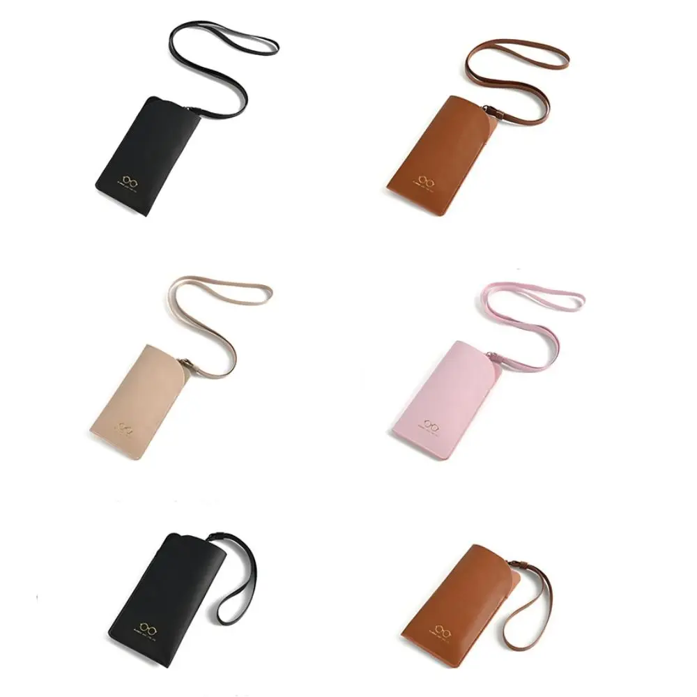 Portable Glasses Storage Bag Pu Leather Solid Color Sunglasses Storage Case Multi-Functional Eyewear Protector