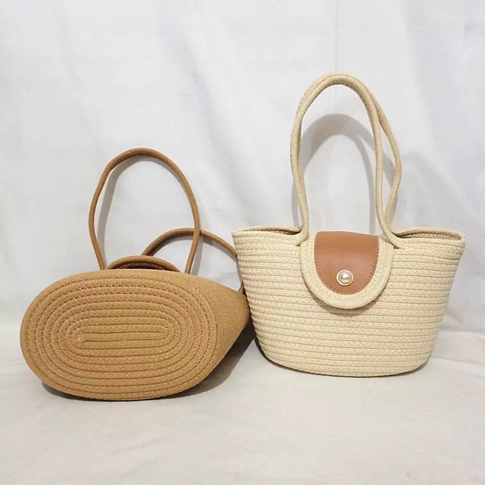 Travel Casual Pearl Large Capacity Shopping Bag Bohemian Beach Bag Shoulder Bag Korean Bag Woven Straw Bag Women Handbag