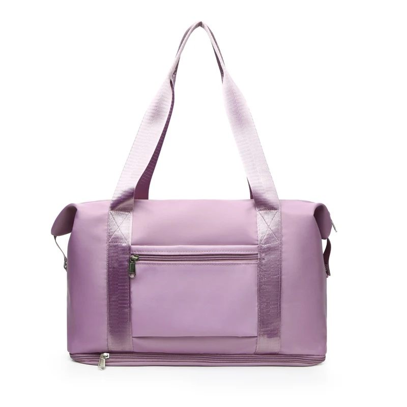 حقيبة سفر عصرية قابلة للطي ذات سعة كبيرة بطبقة مزدوجة؛ حقيبة تخزين الأمتعة حقيبة يد متعددة الوظائف؛ حقيبة أمومة محمولة خفيفة الوزن وقابلة للتوسيع؛ حقيبة رياضية منفصلة للجنسين بلون سادة