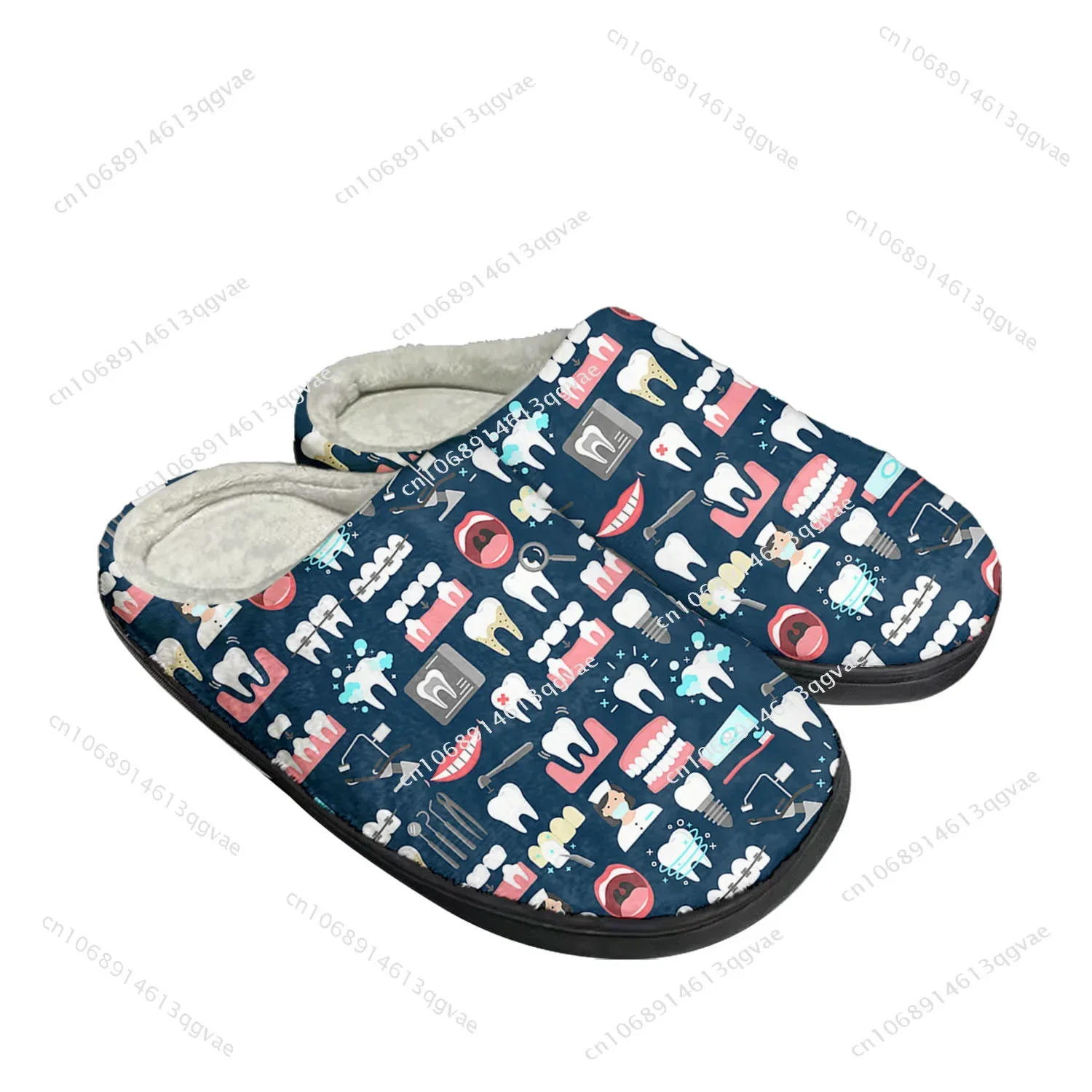 Tooth Dentist Cartoon Home Cotton Slippers High Quality Mens Womens Plush Bedroom Keep Warm Shoe Customized Thermal Slipper