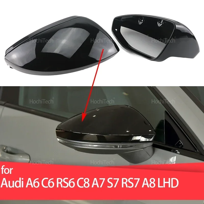 

Carbon fiber pattern Car Rearview mirror cover Black Overlay Replacement for Audi A6 C6 RS6 C8 A7 S7 RS7 A8 Left hand Drive