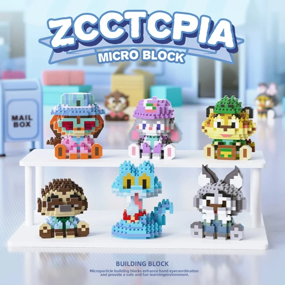 Zootopia Judy Hopps Nick Wilde boîte aveugle série Anime personnage ornement LEGO Micro-particules Figurines 3D jouets de construction cadeau