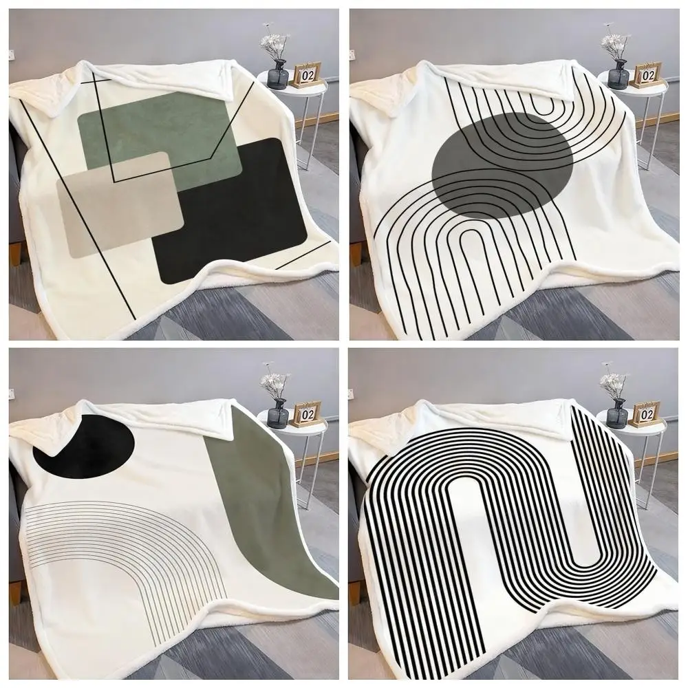 

Modern Bohemian Lines Throw Flannel Nap Blanket Soft Warm for Home Sofa Bed Office Travel Cozy Lightweight Blanket