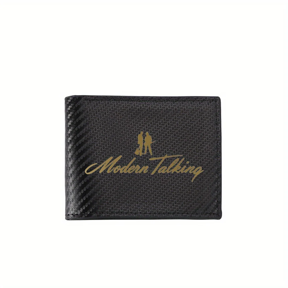 Siluetas musicales logo fuente dorada Carteras para hombre Negocios simples Diseño de impresión moderno y elegante Regalos para padre novio Chris