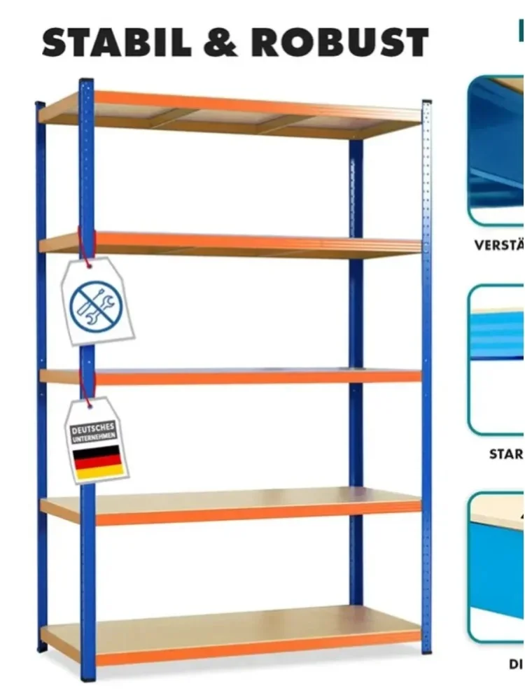 Schwerlastregal Metallregal Steckregal 180x90x60 cm 5 Böden bis 1250 kg Tragkraft Werkbank Garagenregal Kellerregal Mehrere Größen erhältlich