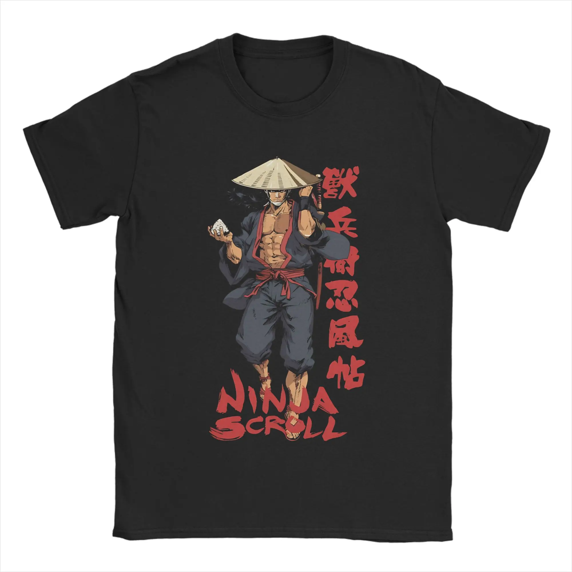 Jubei Kibagami Ninja Scroll T Shirts for Men Pure Cotton Humor T-Shirts Round Collar  Tee Shirt Short Sleeve Clothing 4XL 5XL