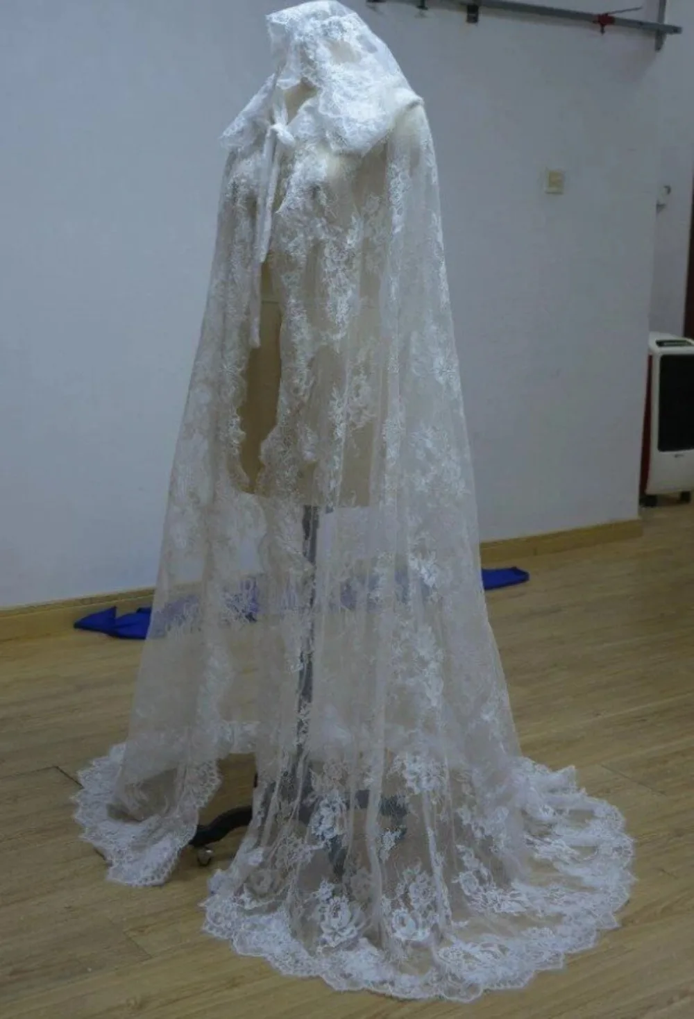 

Black Lvory, White Lace Cloak, Hooded Cloak, Wedding Shawl, Bridal Coat, Bridal Dress