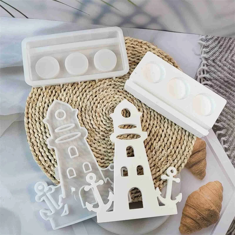 Lighthouse Boat Anchor Insert Silicone Mold DIY Candle Table Decoration Crystal Resin Epoxy Mold Home Decoration Storage