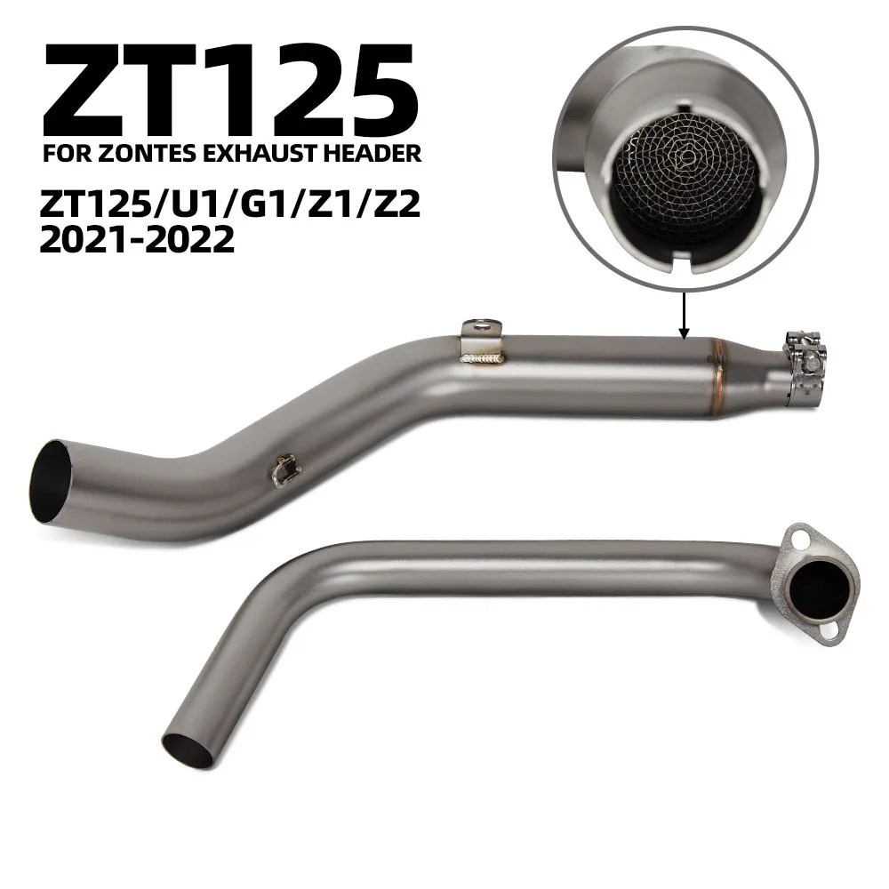 

Передняя соединительная труба выхлопной системы мотоцикла, коллекторная трубка 51 мм сотовой трубкой для Zontes ZT125 U1 G1 Z1 Z2 2021-2025