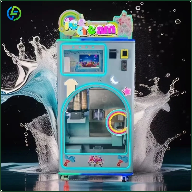 Coin Operated Banknote Card Reader Automatic Icecream Blending Vending Machine Italian FL Customized