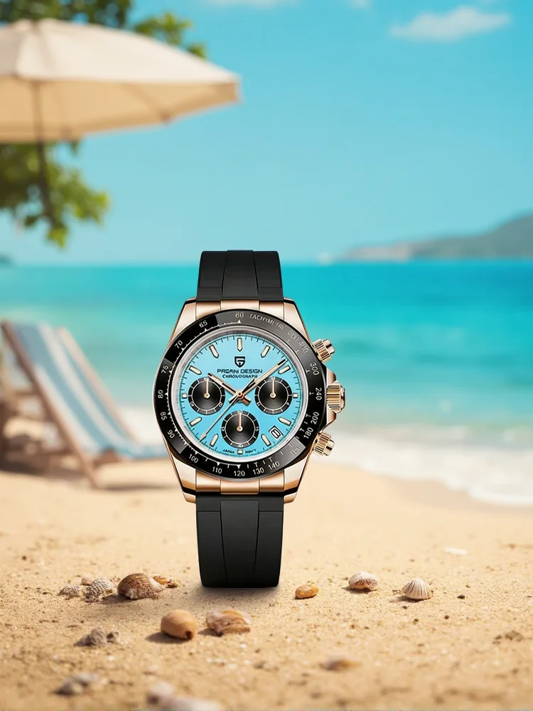 PAGANI DESIGN 40MM klassische Retro-Luxus-Herren-Quarzuhr mit mehreren Zeitzonen, Saphirglas, Chronograph, wasserdichte Uhren, Geschenk