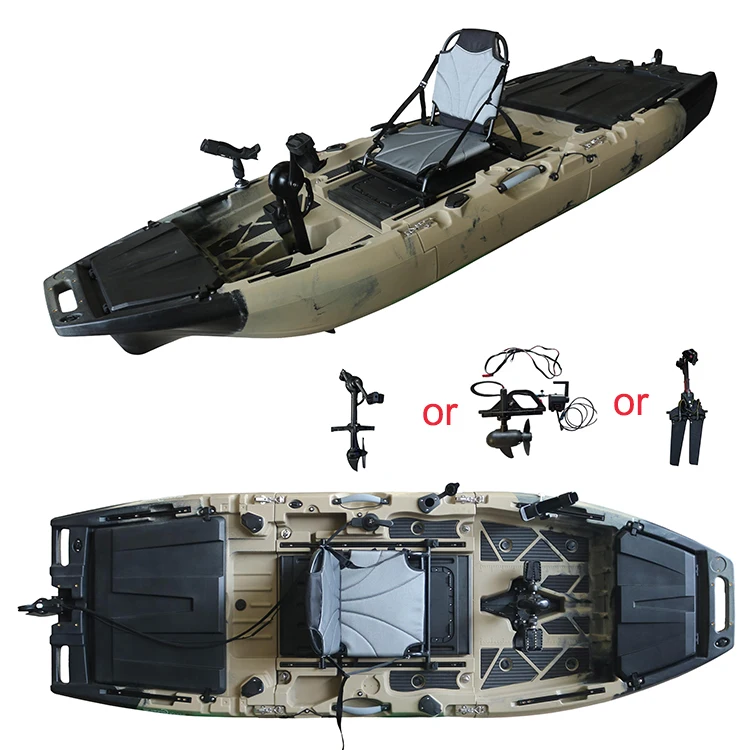 2026 New 10FT 3 Piece Sit-On-Top Kayak Pedal Drive with Motor Mount PE CE One Person Modular Eco-Friendly Fishing Boat