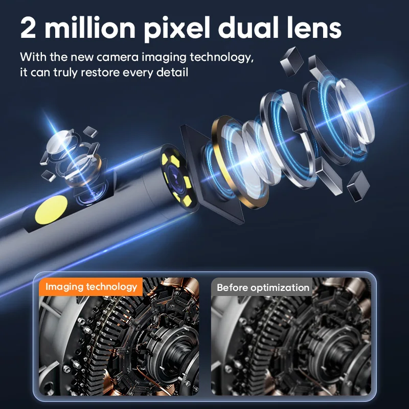 عدسة مزدوجة محمولة 5.5 ملم 10 متر أداة بوريسكوب عالية الدقة محمولة باليد كاميرا فيديو رقمية للفحص الصناعي #3