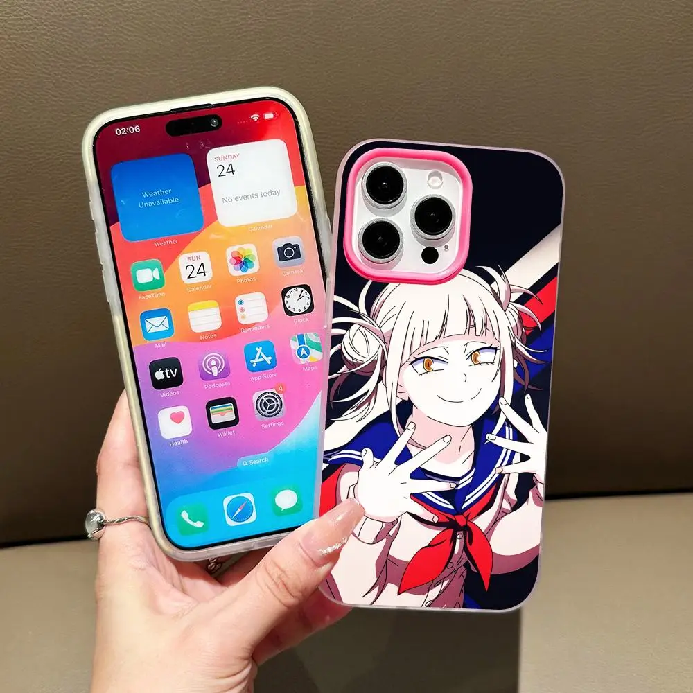 

MHA Himiko Toga Phone Case for iPhone 17 16 15 14 13 12 11 Air Pro Max Plus Jelly Double layer Rose Red Cover