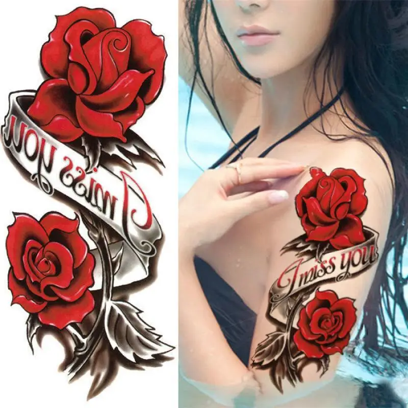 

3D color flower Temporary Tattoo Stickers,Fake Tattoo Waterproof,Long-Lasting,Arm and body art for Women