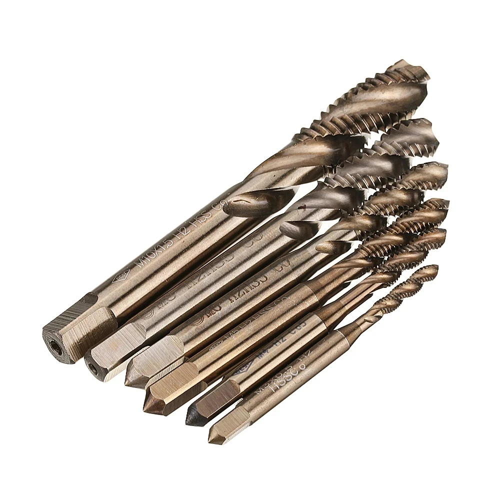 Cobalt Screw Thread Tap Drill Bits M35 HSS-CO Spiral Flute Metric M3-M12 Machine Tap Right Hand For Stainless Steel Metal