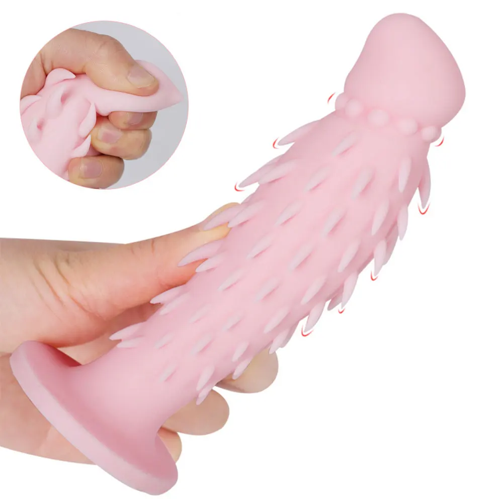 Barbs Dildo Silicone Animal Penis Lesbian Wearable Suction Masturbation Cup Dick Hands-Free Play Vaginal Women Female Sex Toys