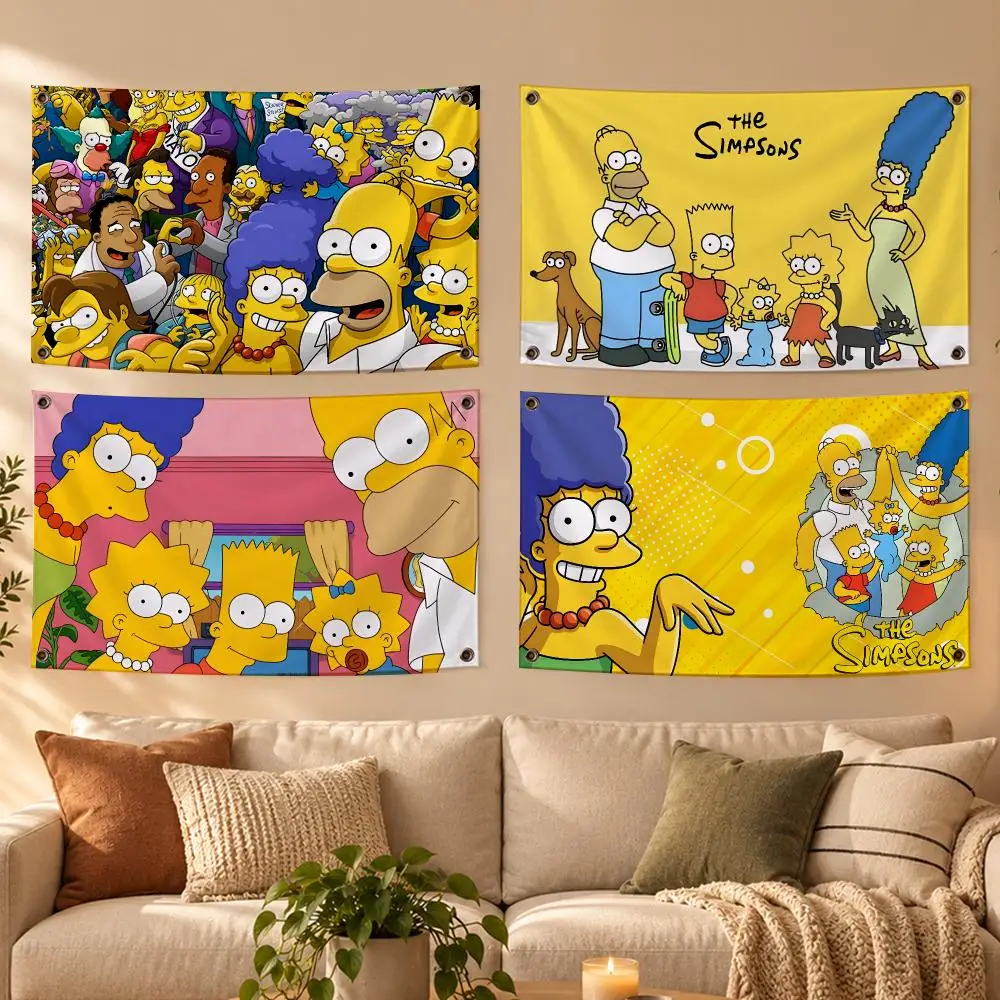 Anime The S-Simpsons Flags Soft Skin-friendly Durable Tapestry Outdoor Party Home Living Room Bedroom Decoration