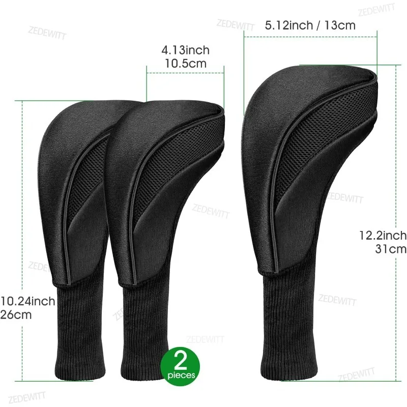 Heavy Duty Soft Fabric Numbered Long Neck Wood Club Head Covers 3Pcs Durable Golf Head Protector Training Accessories
