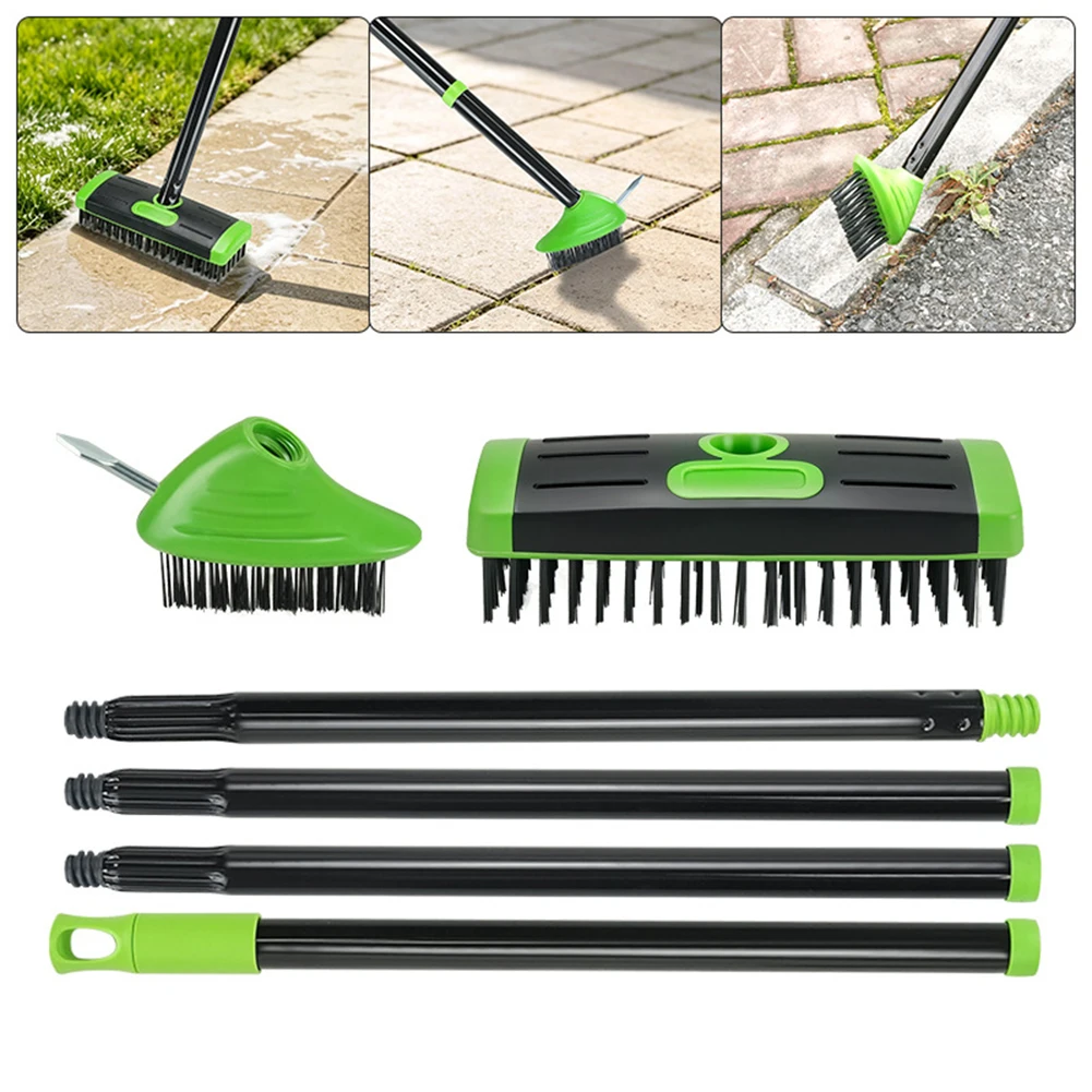 3 In 1 Telescopic Garden Weeds Brush Cleaner Set,Weeds Remover Tool,Steel Wire Brush Scraper Set For Garden Stone Pathways
