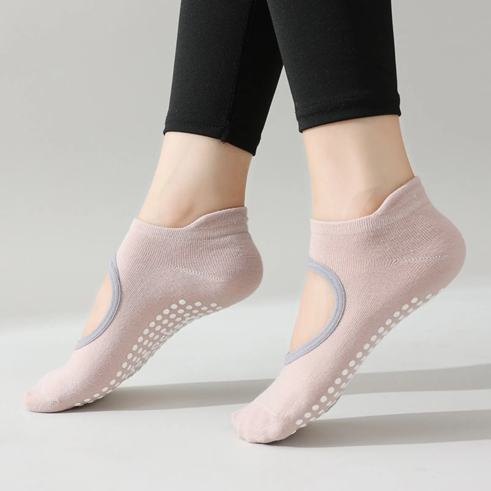 Calcetines de Yoga de vendaje para mujer, calcetines de algodón antideslizantes para baile de Ballet y Pilates, calcetines deportivos para mujer, zapatillas de entrenamiento para gimnasio, calcetín con agarre para correr