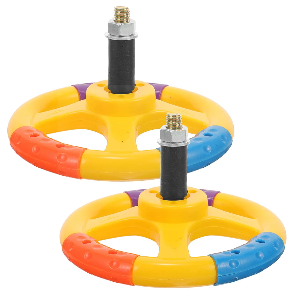 

2Pcs Pretend Play Steering Wheel Colorful Kids Simulation Steering Wheel for Rocking Car Swing Car Accessory Swing Disc