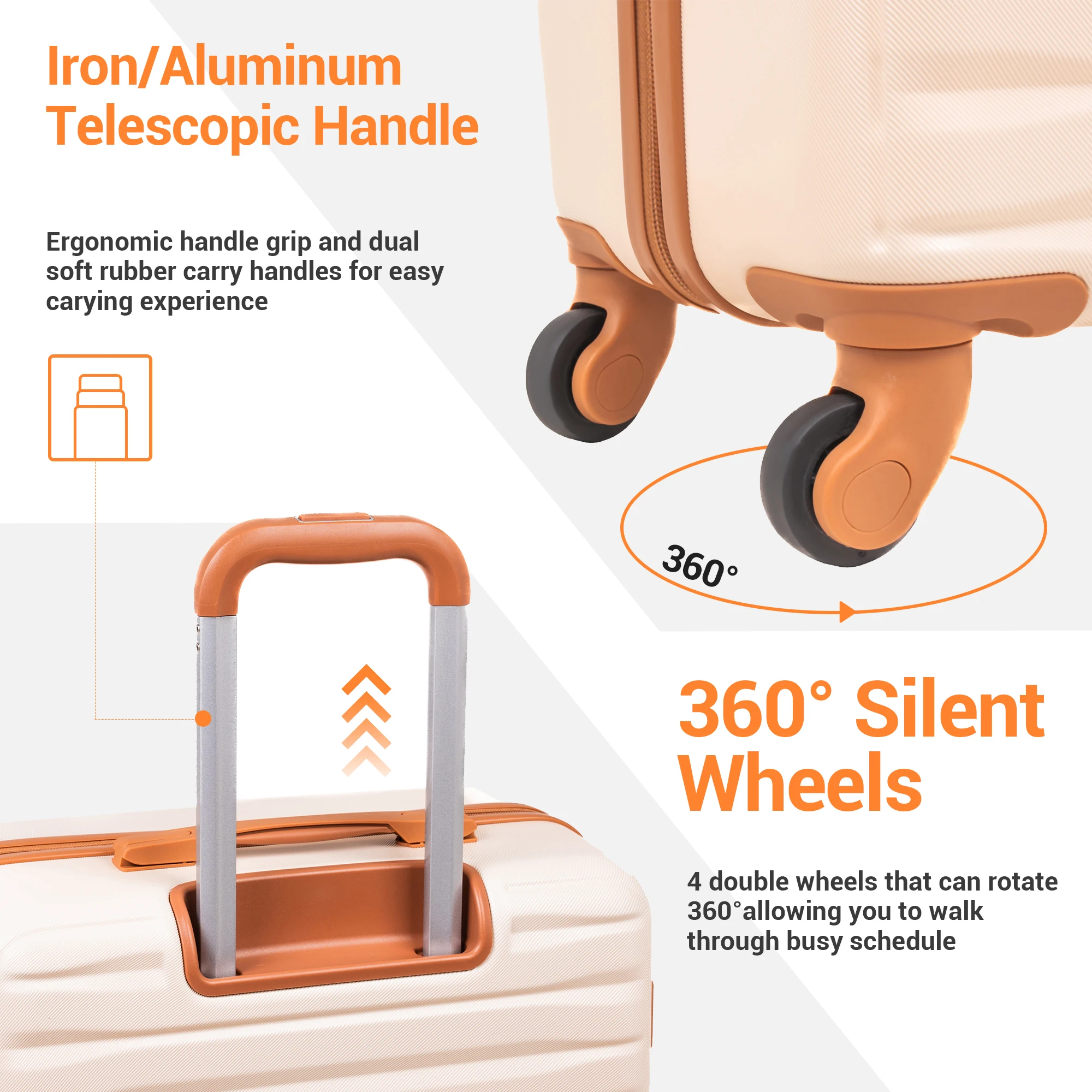 Bagagesets 3-delige koffers met dubbel spinnerwiel, kofferset ABS harde kofferbagage met TSA-slot, reistas