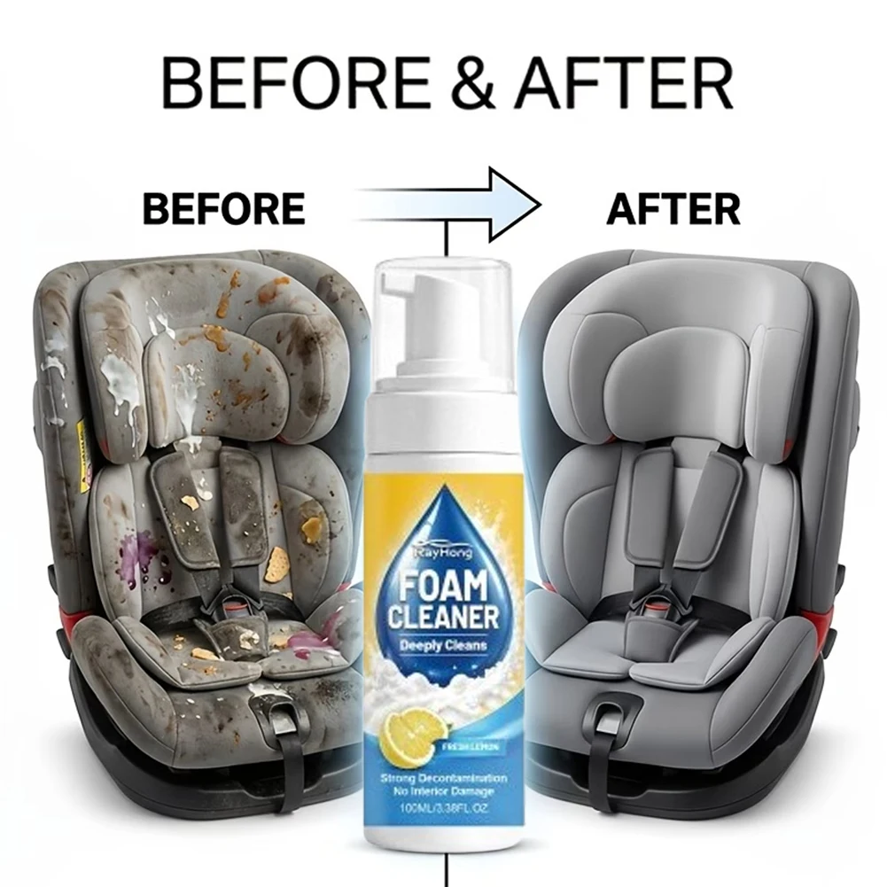 Foam Cleaner Car Interior Cleaning Foam Multi Purpose Car Interior Stain Remover Lemon Scent Car Seat Cleaning Foam Spray