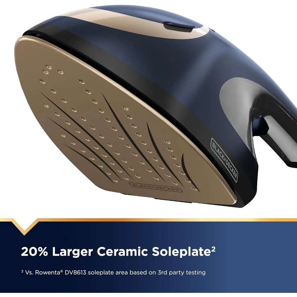 مكواة وبخار 2 في 1، 180% أكثر من البخار وتقنية درجة حرارة واحدة، قاعدة سيراميك، آمنة على جميع أنواع القماش