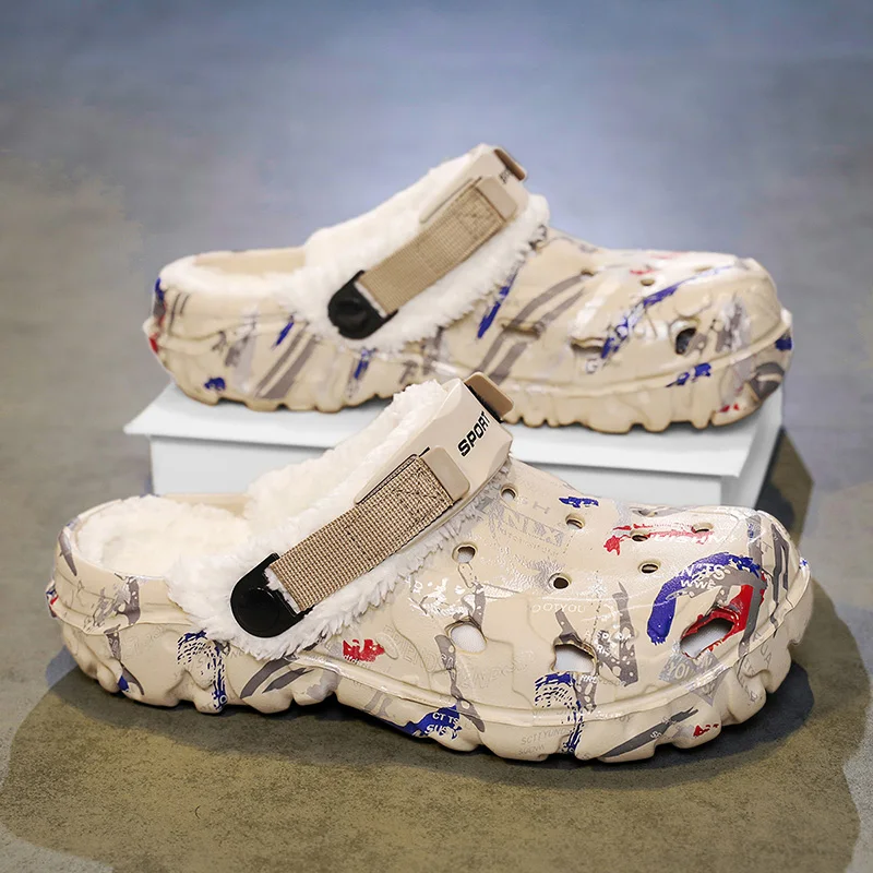 

MAEDEF Men Warm Slippers Winter Non-Slip House Shoes for Men Thermal Indoor Outdoor Cozy Waterproof Fuzzy EVA Slippers for Men