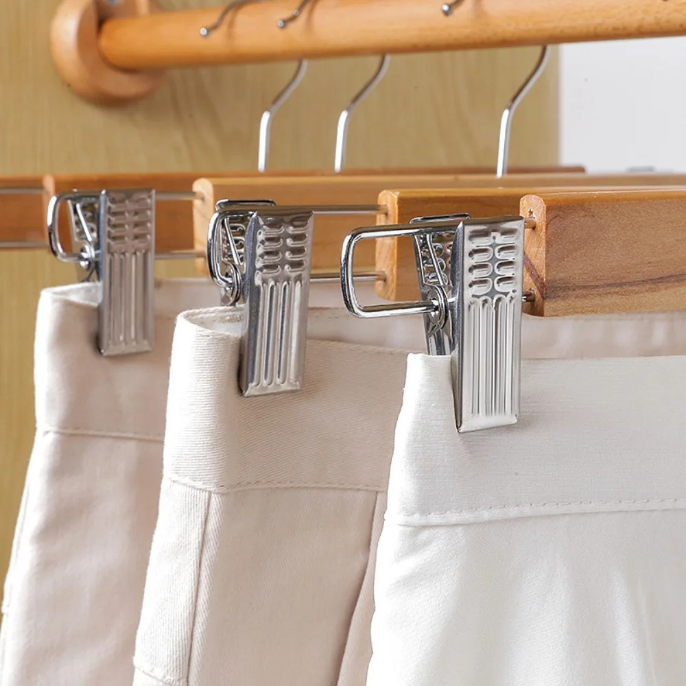 High Quality Boutique Solid Wooden Hanger Baju Pant Trouser Hanger Kayu With Clips (Thicker Version)