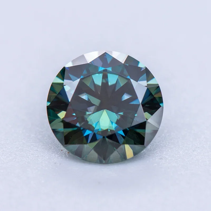 Pedra Moissanite Corte Redondo Cor Azul Arco-Íris Gema Sintética Diamante Criado em Laboratório Passa no Teste de Diamante