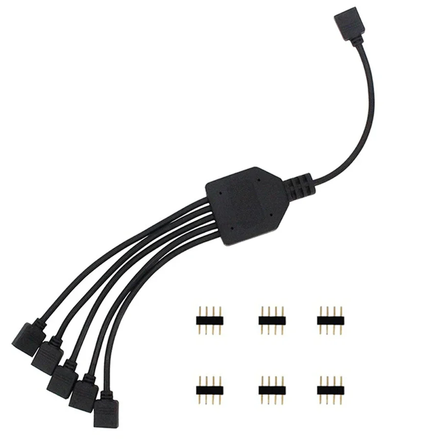 4 Pins RGB LED tape Connector 1 to 1 2 3 4 5 plug power Splitter Cable 4pin needle female Connector wire for RGB Led Strip Light