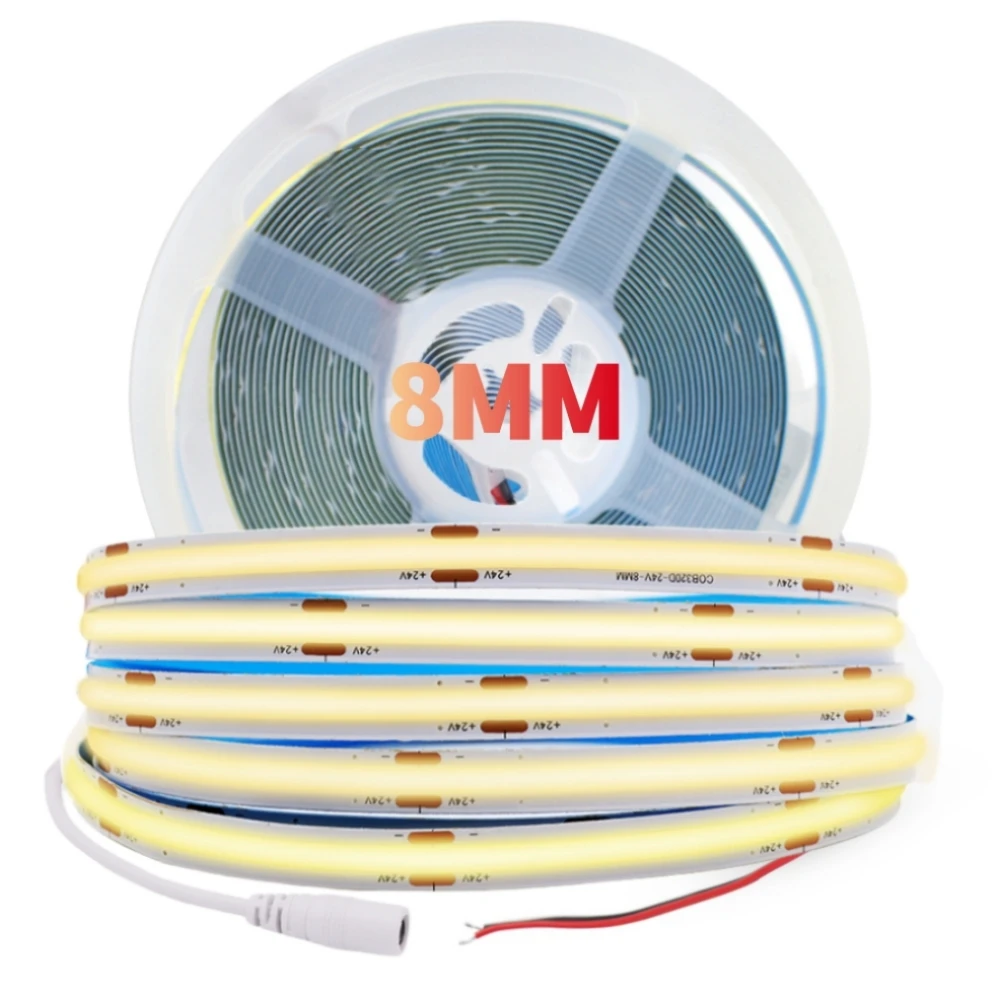 320 480 LEDs/M FCOB Strip Light 12V 24V 3000 4000K 6500K RA90 Linear Dimmable Rope Lamp High Density Flexible COB Tape Ribbon