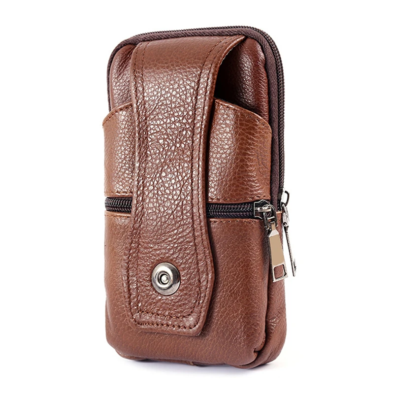 

New Retro Leather Men'S Waist Bag Fashion Outdoor Leisure Multifunctional Male'S Bags Wear Belt Mobile Phone Box For Man