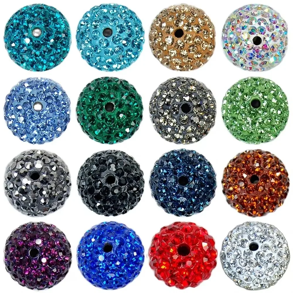 Good Quality 10mm All Colors 7-row Glass Rhinestones 2holes Clay Shamballa Beads For Bracelet Pendant Jewelry Accessories DIY