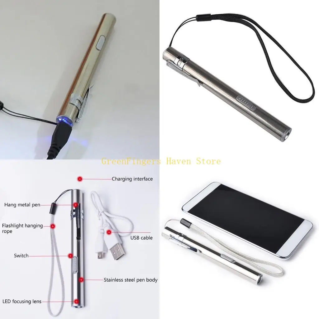 F68D Pen Light Flashlight with USB Cable Rechargeable Small Bright Mini LED Penlights