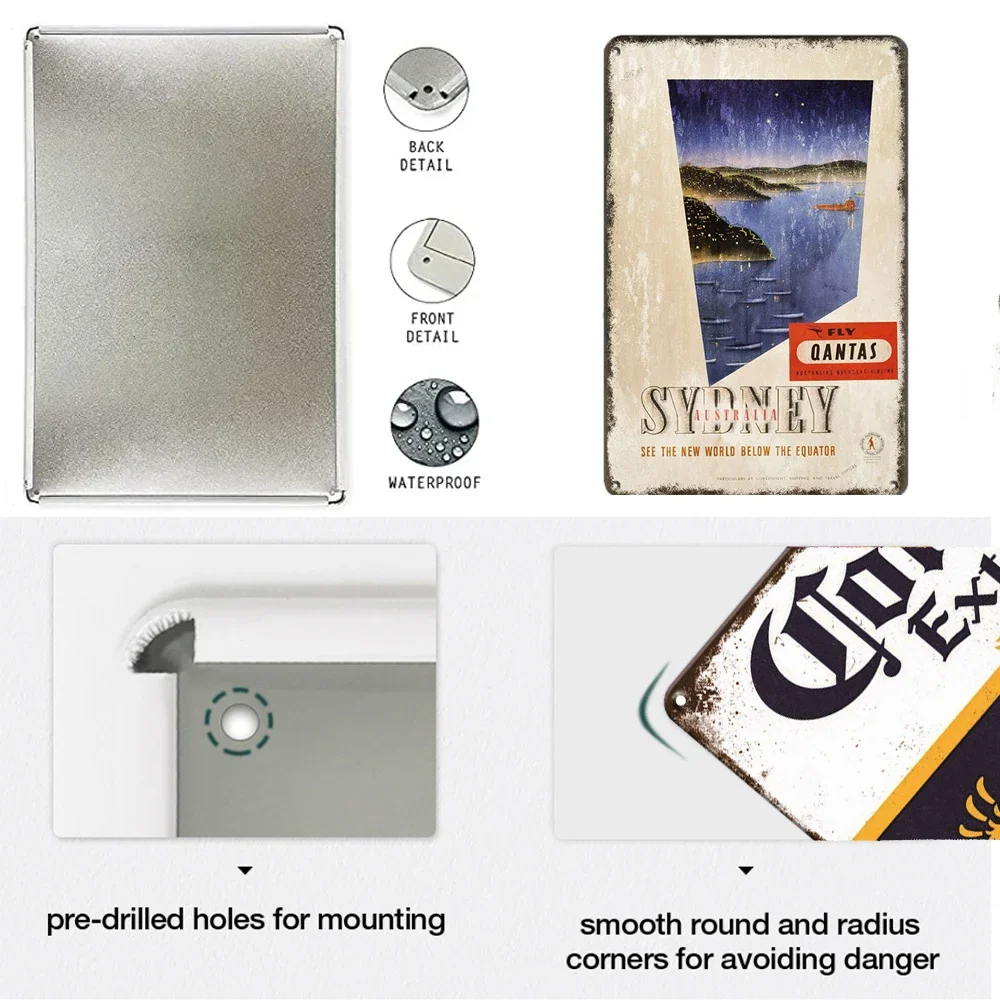 خمر مدينة المشهد معدن القصدير تسجيل لندن باريس فلوريدا نيويورك الملصقات السفر مشهد لوحة الحديد اللوحة بار جدار ديكور #6