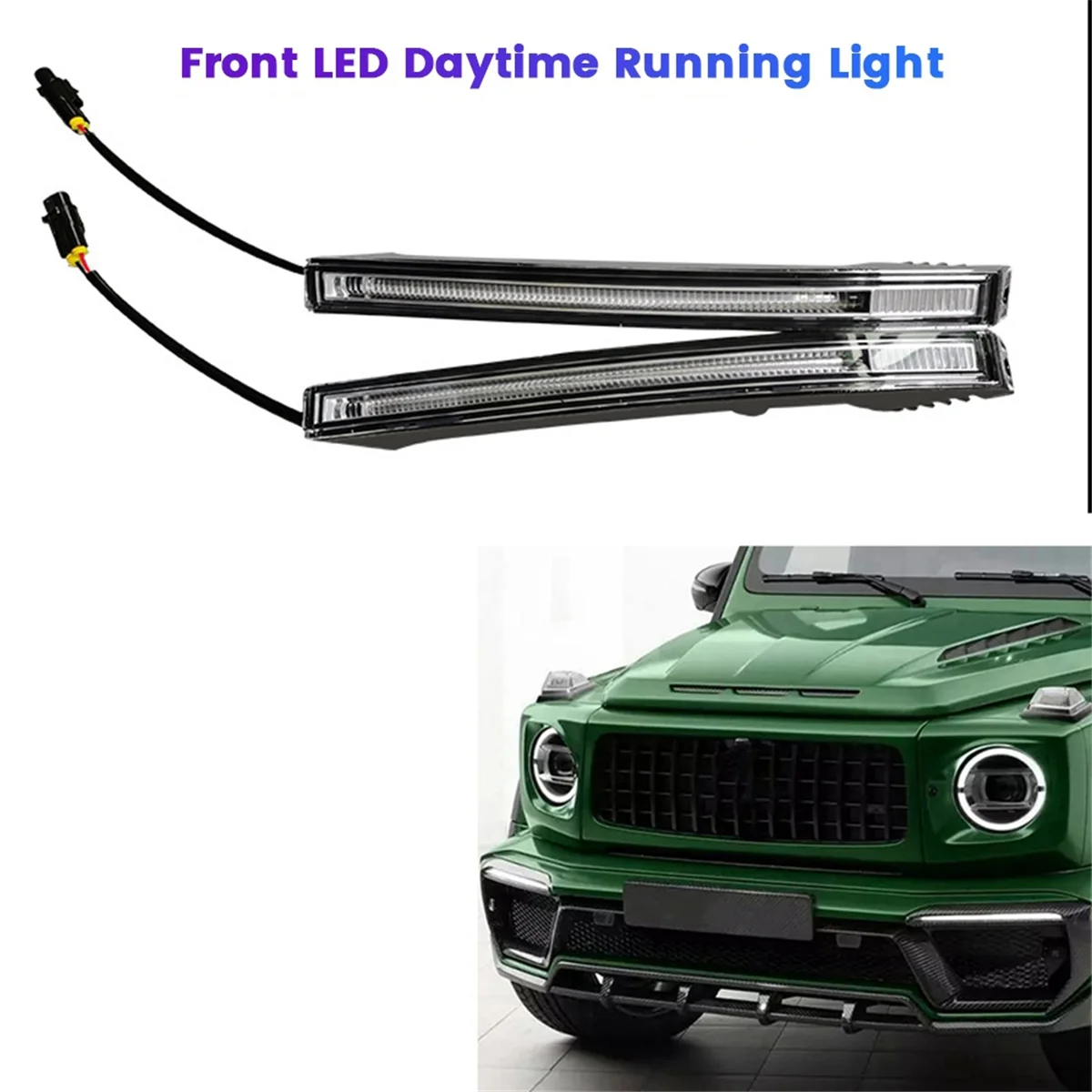 1Pair Car Front LED Daytime Running Light for Mercedes Benz G Class W464 G500 G550 G63 G65 2019-2021 DRL Auxiliary Lamp