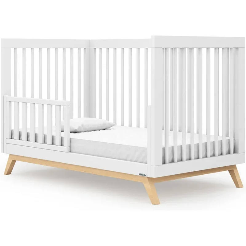 Baby Soho 3-in-1 Convertible Crib – Made in Italy, GREENGUARD Gold, AdjustableHeight, Solid Beechwood – Baby-Safe Fini