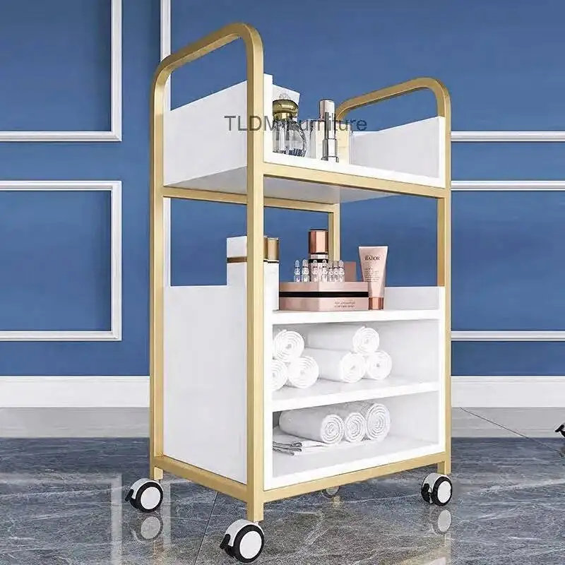 

Wagon Modern Multi-functional Iron Nail Salon Tool Trolleys Simple Beauty Shop Salon Mobile Special Trolley Beauty Storage Rack