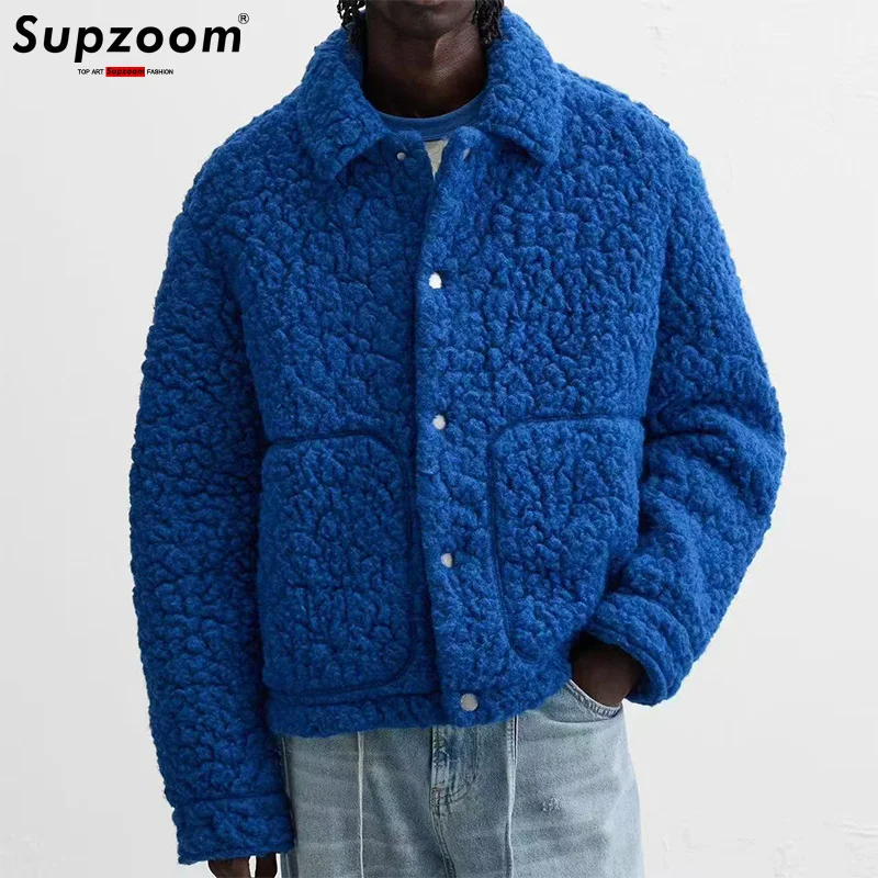 Supzoom New Arrival Autumn And Winter Imitation Rabbit Hair Zipper Top Fashion Loose Casual Winter Jackets Men Coats