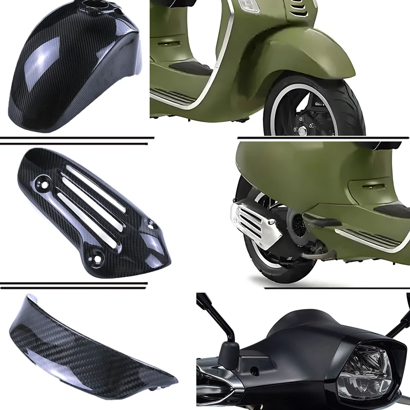 

Для Vespa SPRINT 150, защитные чехлы для выхлопных газов, переднее крыло, комплект обтекателя из 3K чистого углеродного волокна, аксессуары для мотоциклов