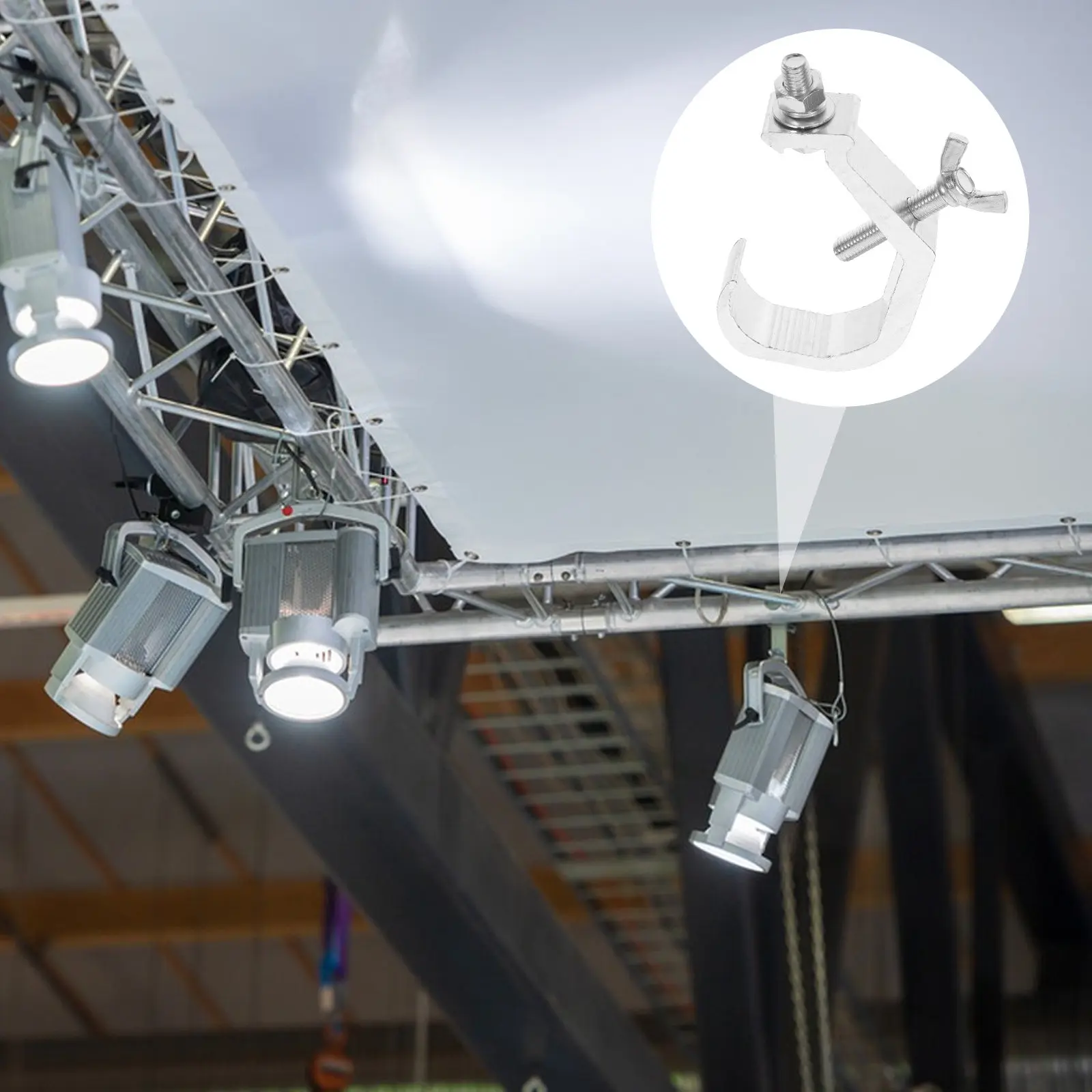 

4Pcs Sturdy Light Hooks Aluminum Stage Light Clamp Hooks for Truss Mounting Concert Theater Disco Bar Event Lighting Setup
