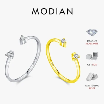 Modian 2022 nuevo Plata de Ley 925 auténtica Color D anillos de dedo moissanita anillo ajustable de moda para mujeres joyería fina de boda