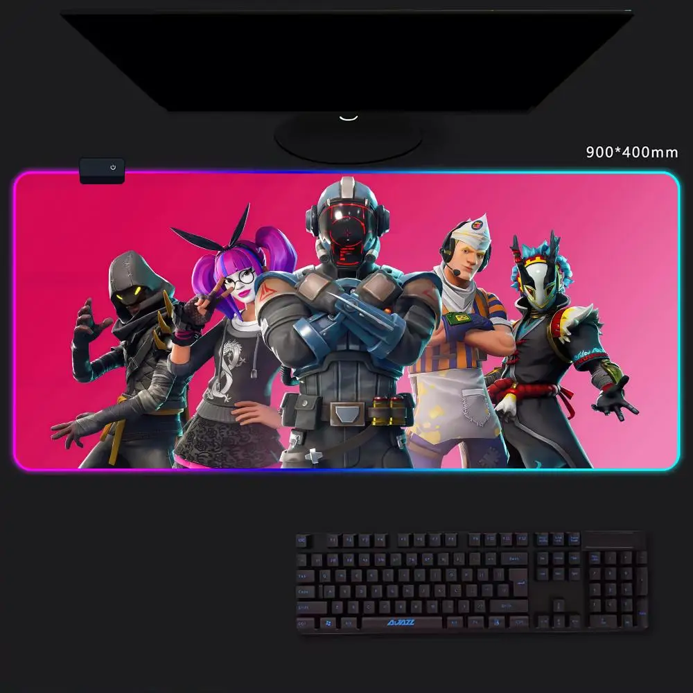 F-Fortnites Mouse Pad Game Player RGB Pc Gamer Boys like PS5 Keyboard LED Glowing mause pad Mats Rubber